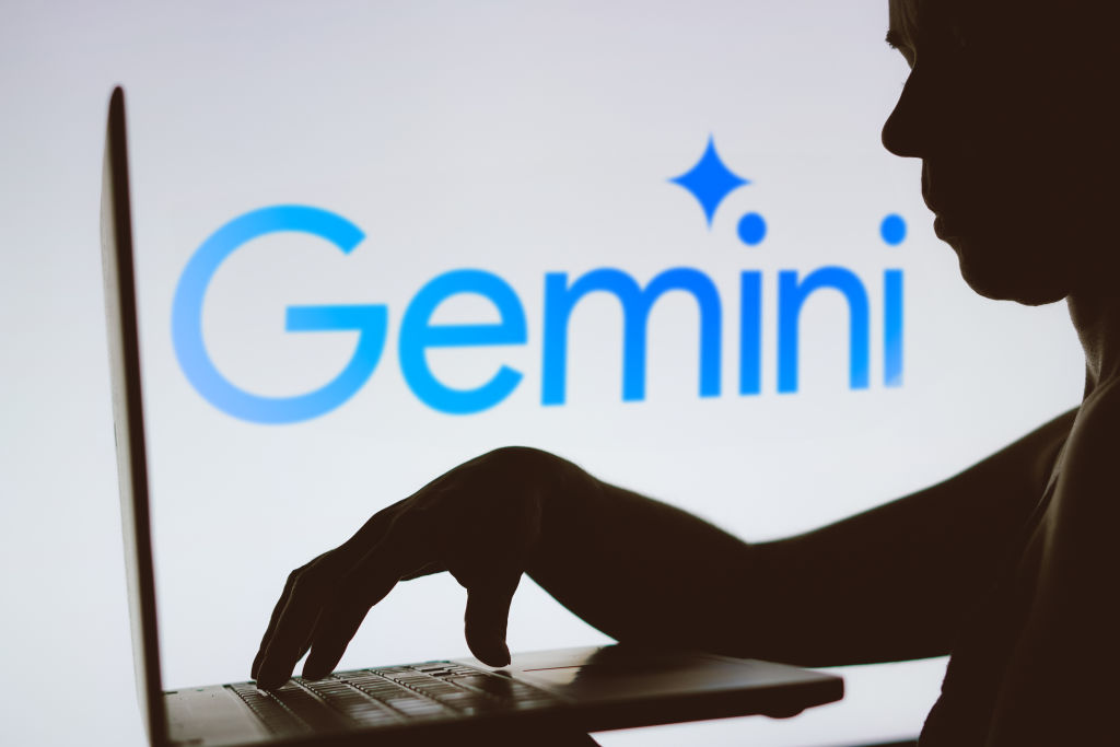 In this photo illustration, the Google Gemini logo is seen