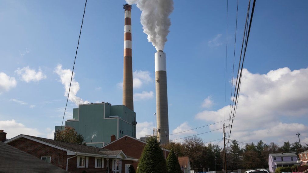A view of the smoke stack of the 47-year old Cheswick coal-fired power plant Oct. 26, 2017 in Springdale, Pennsylvania.