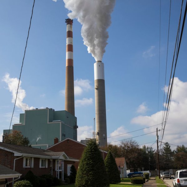 A view of the smoke stack of the 47-year old Cheswick coal-fired power plant Oct. 26, 2017 in Springdale, Pennsylvania.