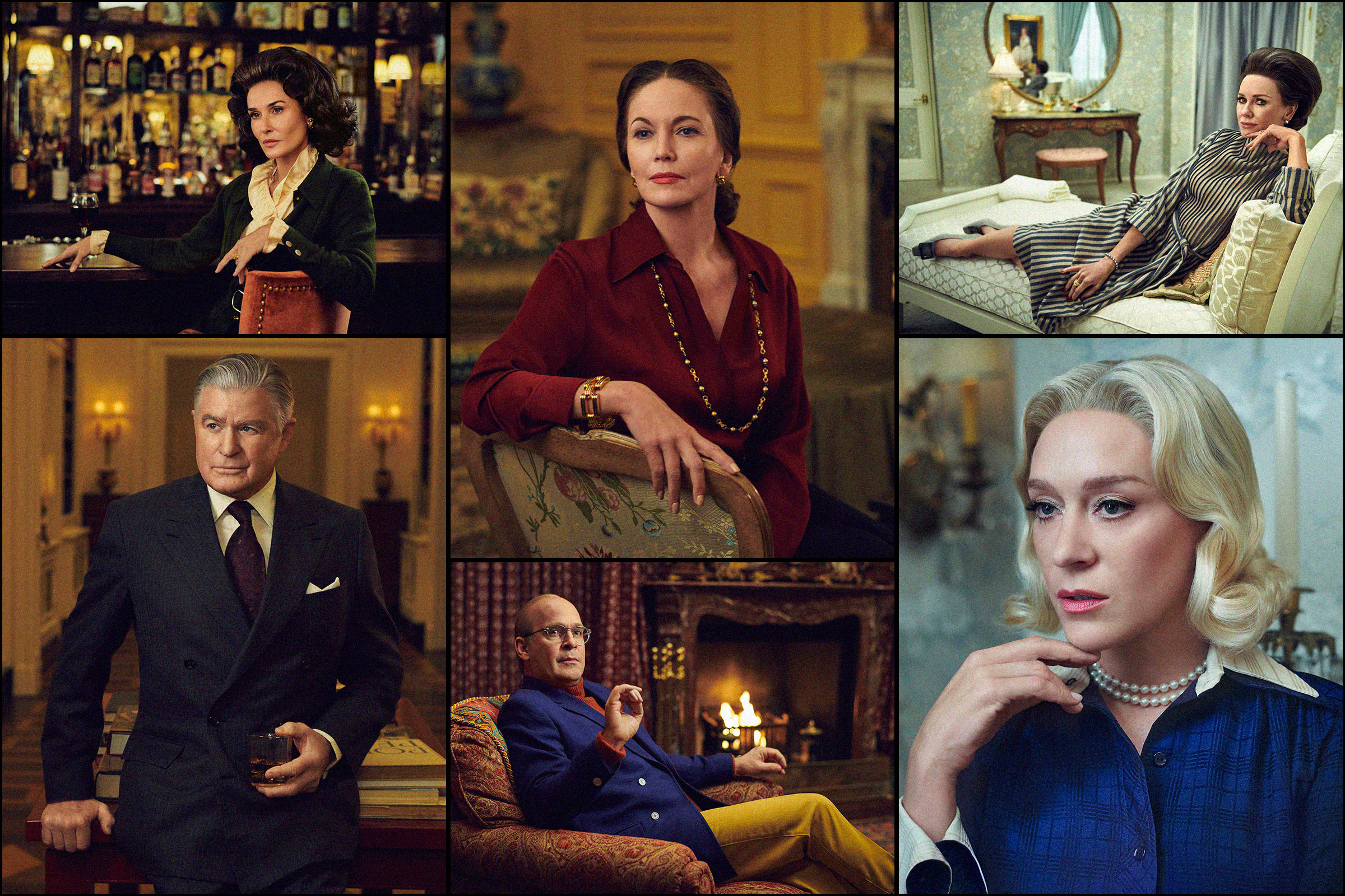 collage of characters from Feud: Capote vs. the Swans