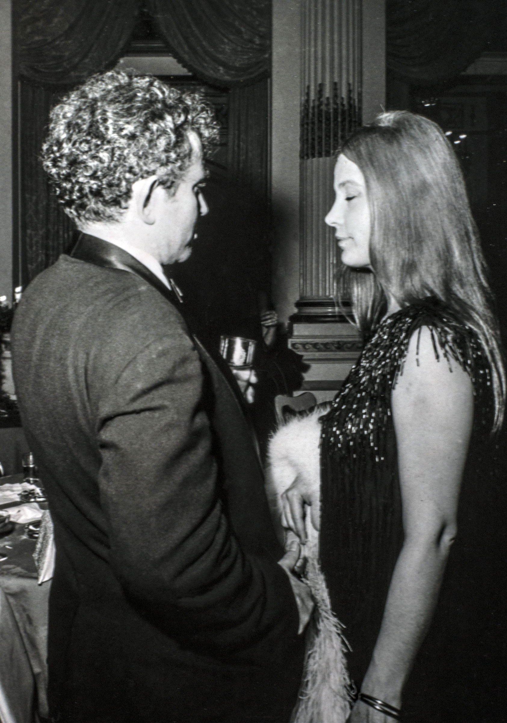 Norman Mailer with wife Beverly Bentley at the ball.