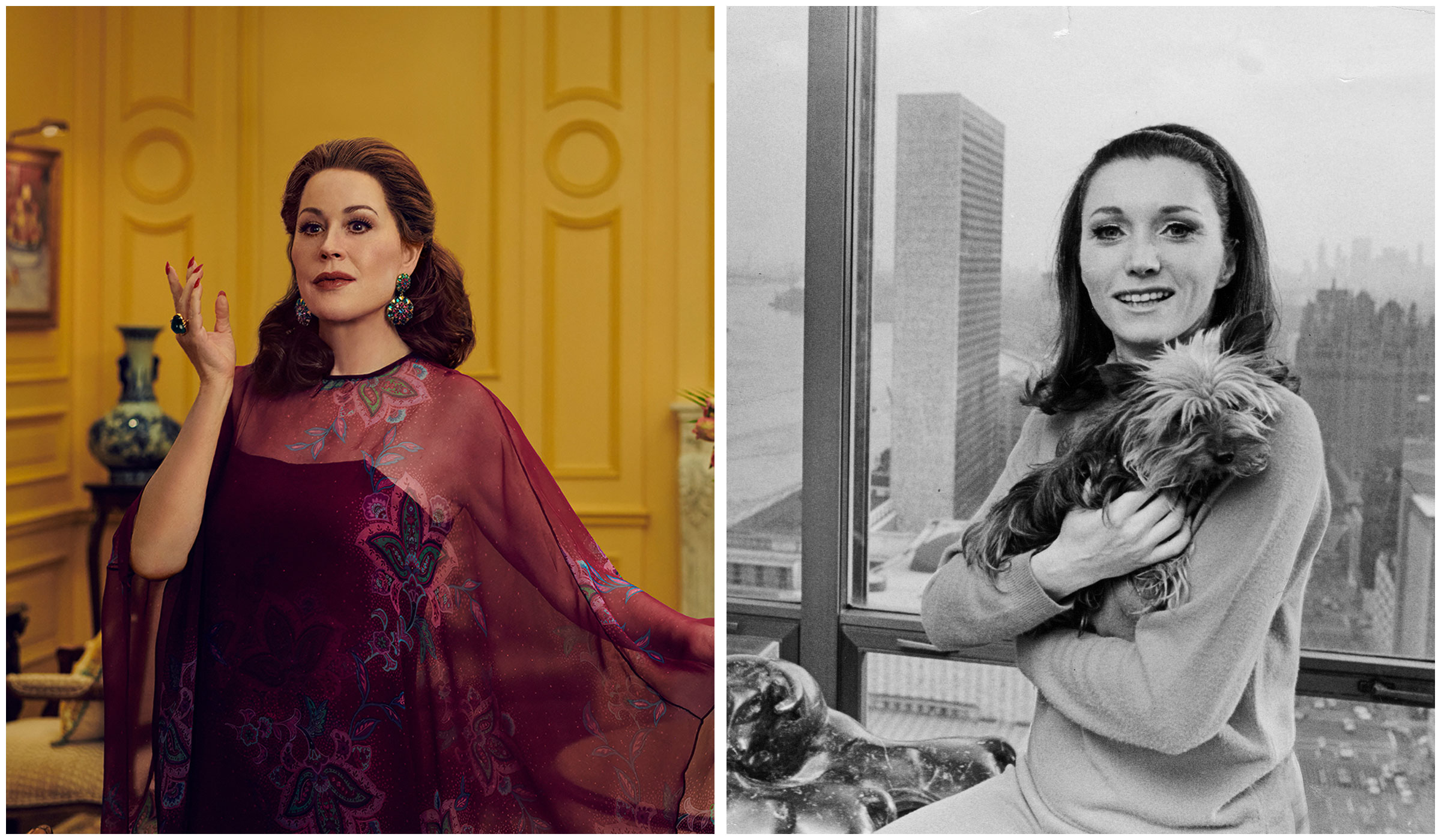 diptych of Molly Ringwald as Joanne Carson and Joanne Carson