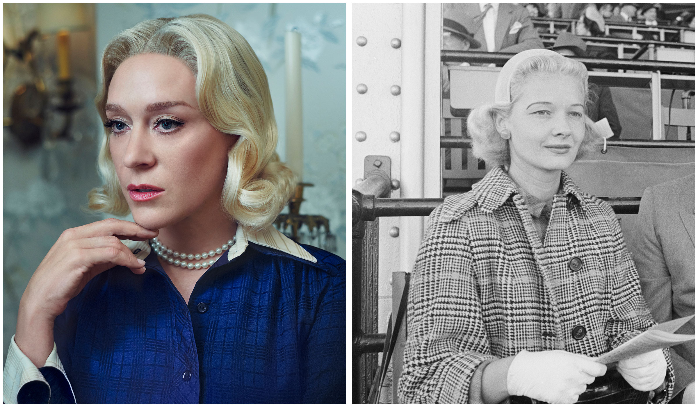 diptych of Chloe Sevigny as C.Z. Guest and C.Z. Guest