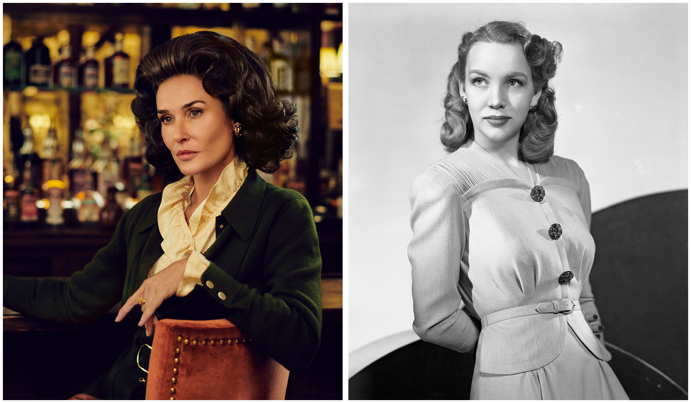 diptych of Demi Moore as Ann Woodward and Ann Woodward