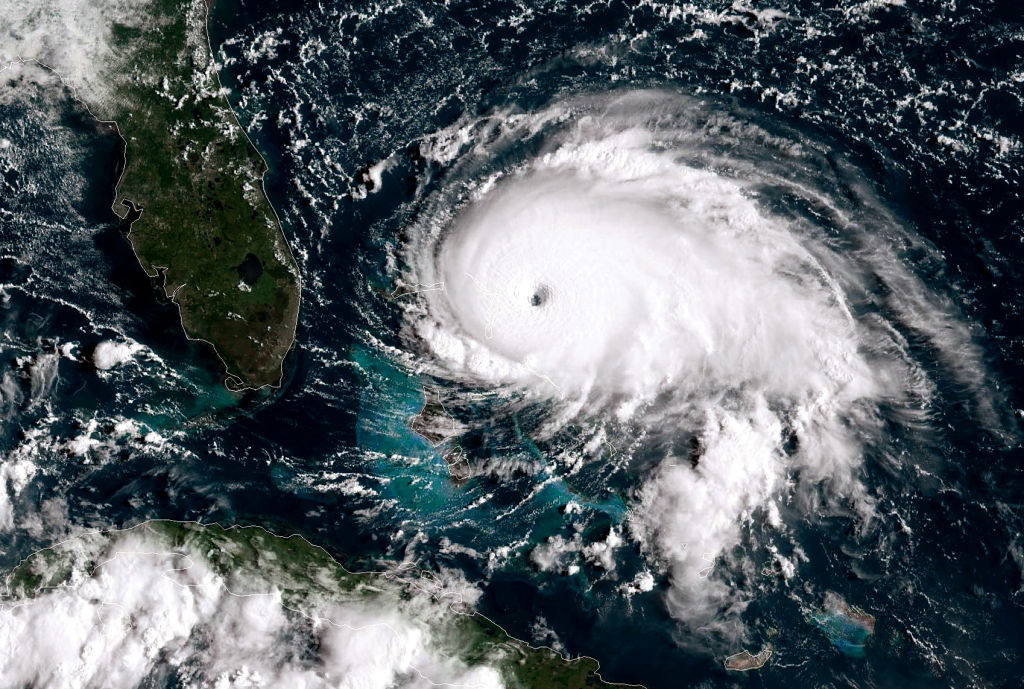 Hurricane Dorian, a Cat. 5 storm, tracks towards the Florida coast on Sept. 1, 2019 in the Atlantic Ocean.