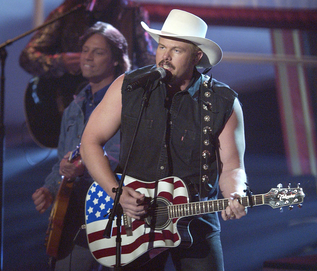 Toby Keith performs his patriotic song "Courtesy of the Red, White and Blue" at the Country Music Awards in 2022