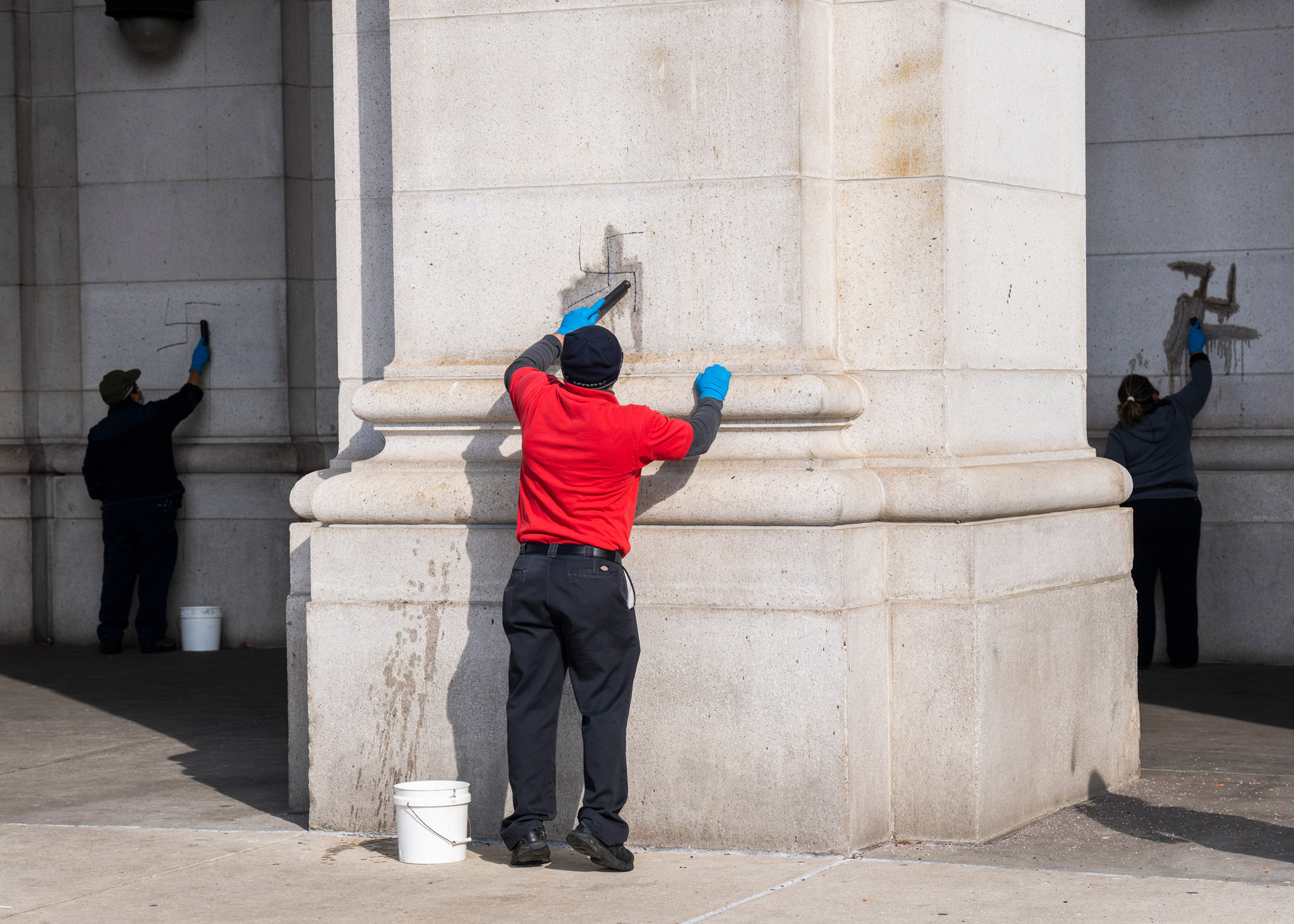 Swastika Clean Up off Union Station in Washington D.C.