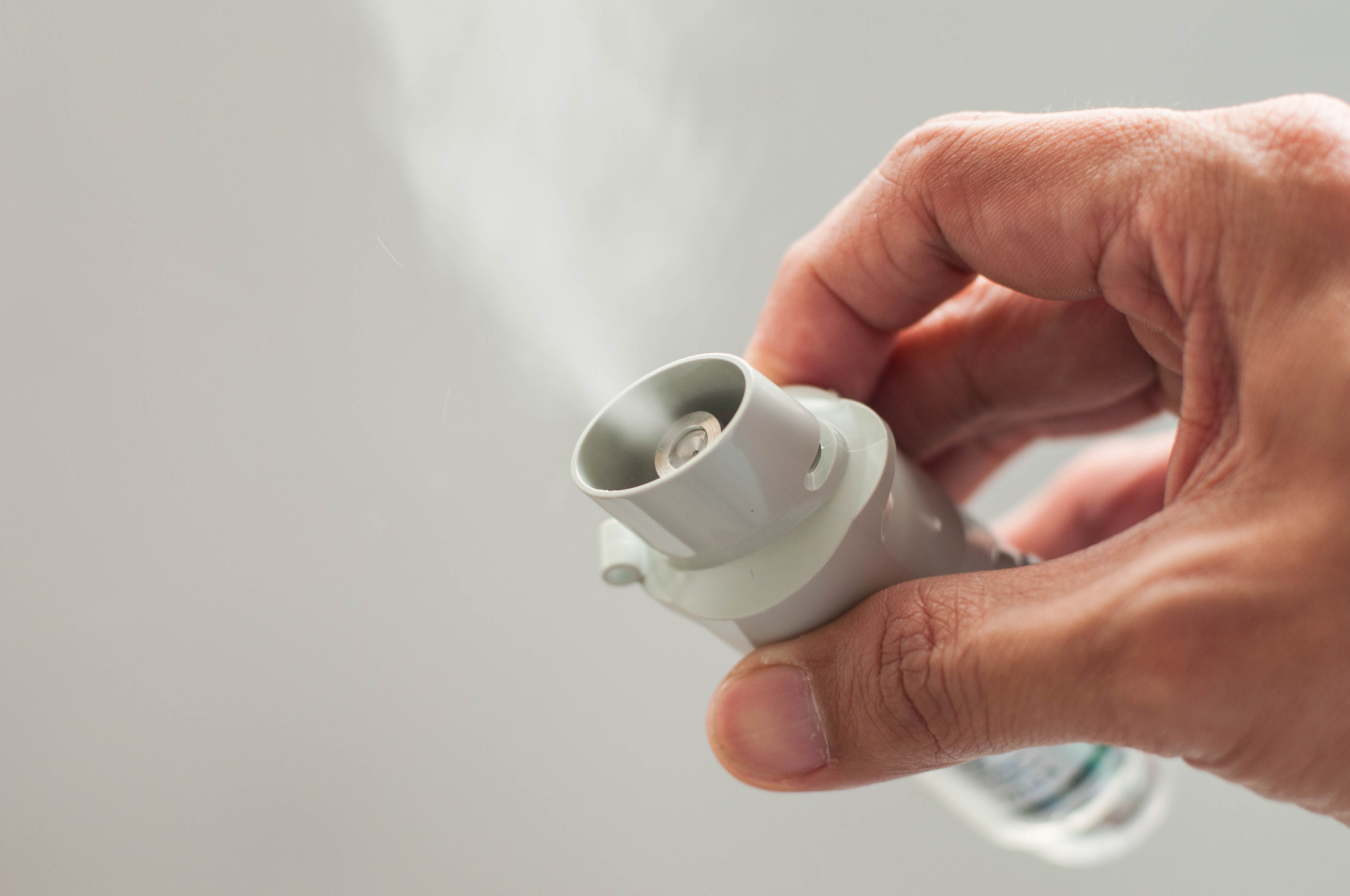 A close-up view of an inhaler