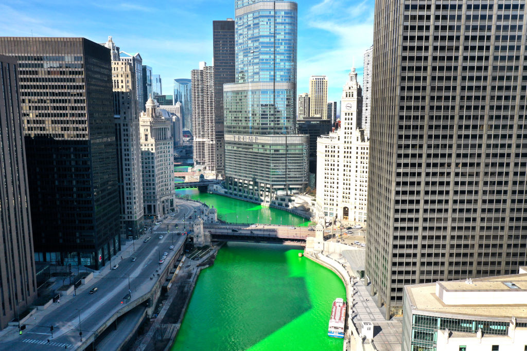 In A Surprise Move, Chicago River Dyed Green Ahead Of St Patrick's Day