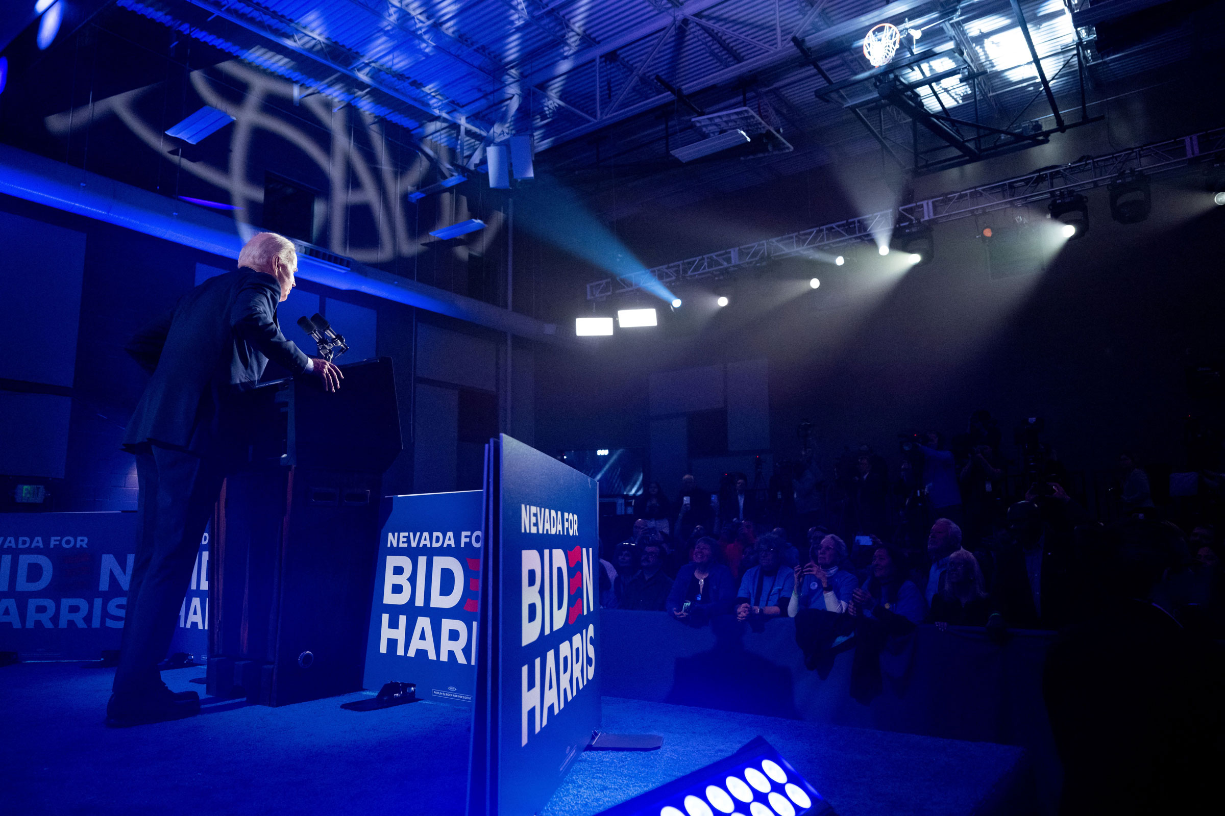Joe Biden speaks at a campaign rally at Pearson Community Center in Las Vegas