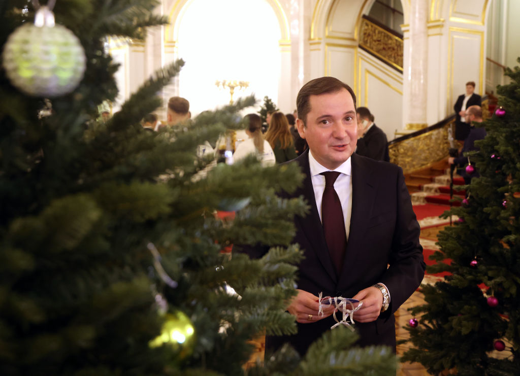 Andrei Chibis smiles during the State Council at the Grand Kremlin Palace