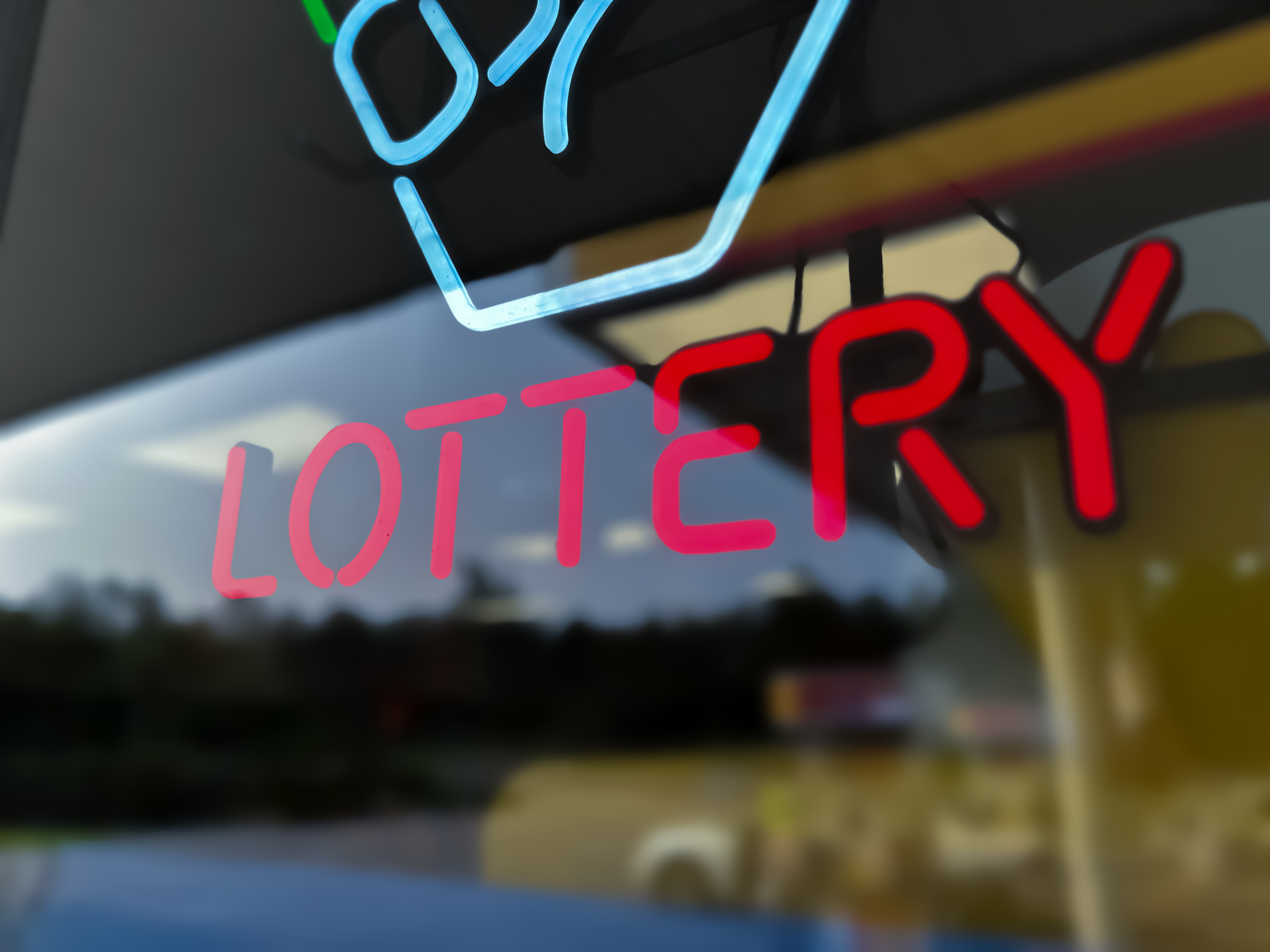 lottery mania: illuminated lottery sign