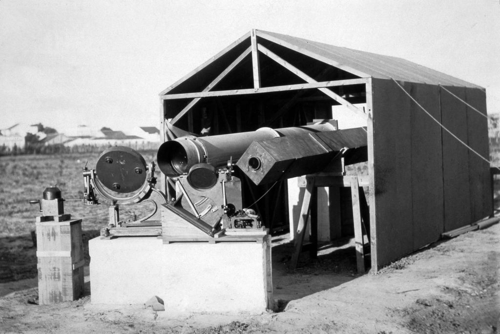 Telescope used to observe a total solar eclipse, Sobral, Brazil, 1919.