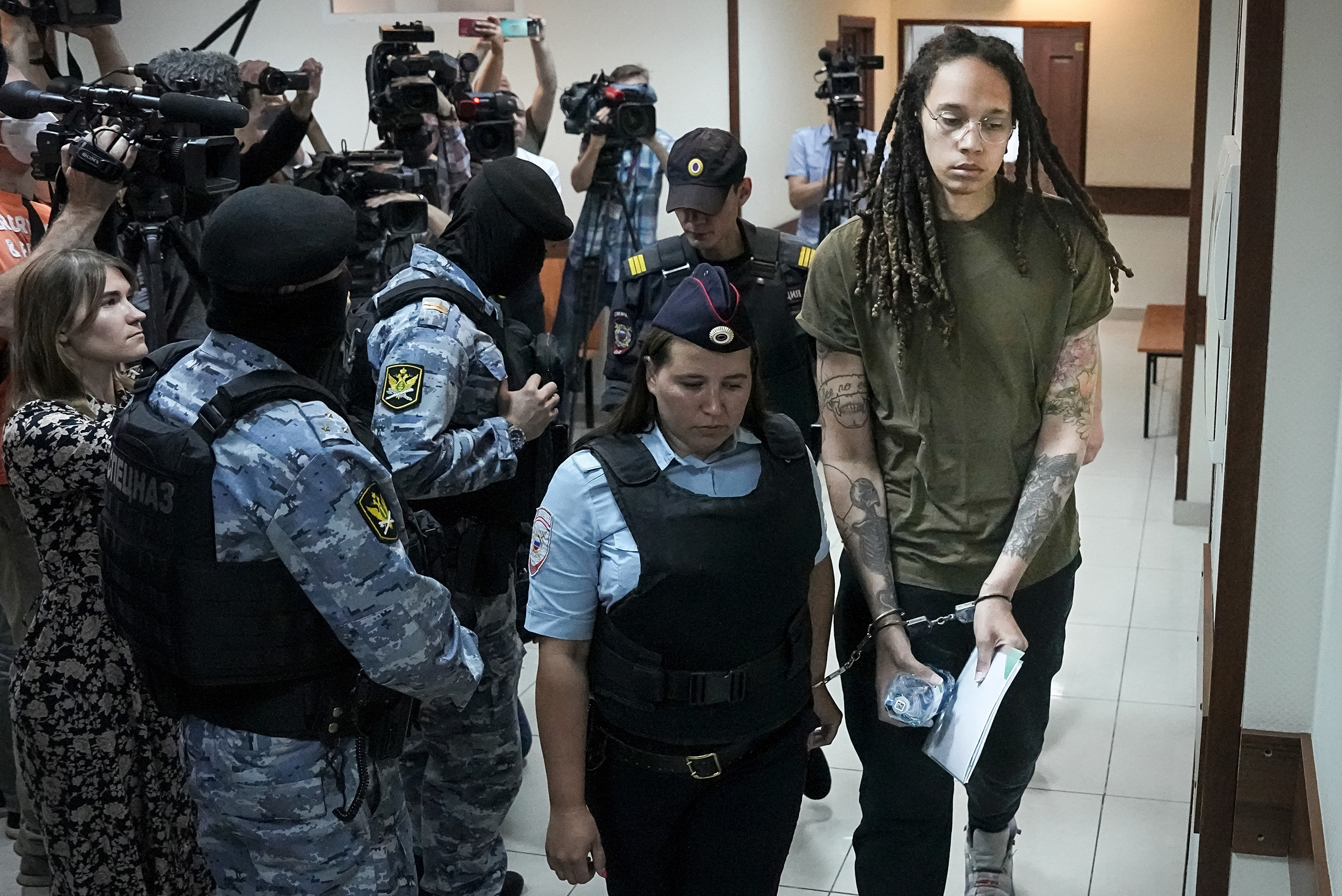 Griner arrives at a hearing in Khimki, Russia, on Aug. 2, 2022