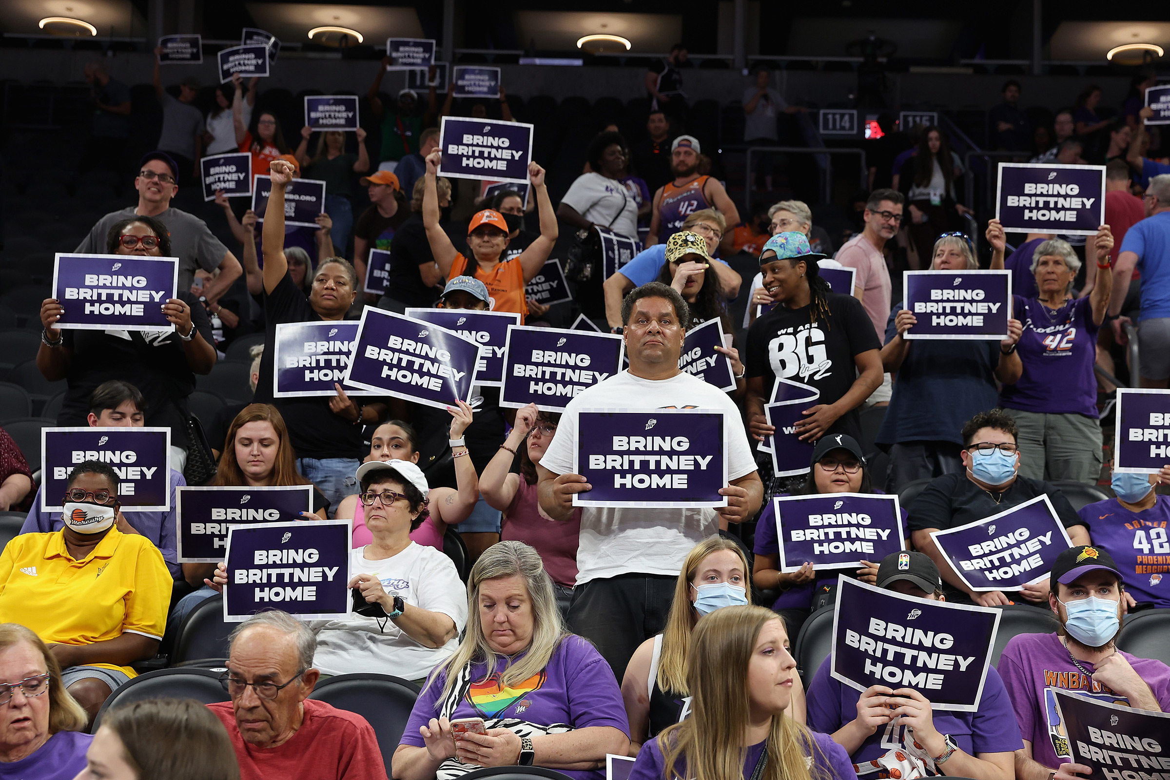 Supporters call for Griner’s release at a rally in Phoenix on July 6, 2022