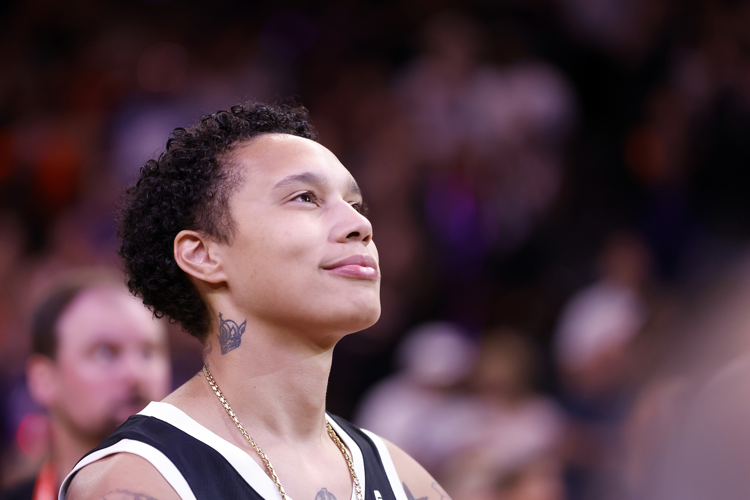 Griner, pictured in Phoenix on Aug. 3, 2023, returned to the WNBA after her release