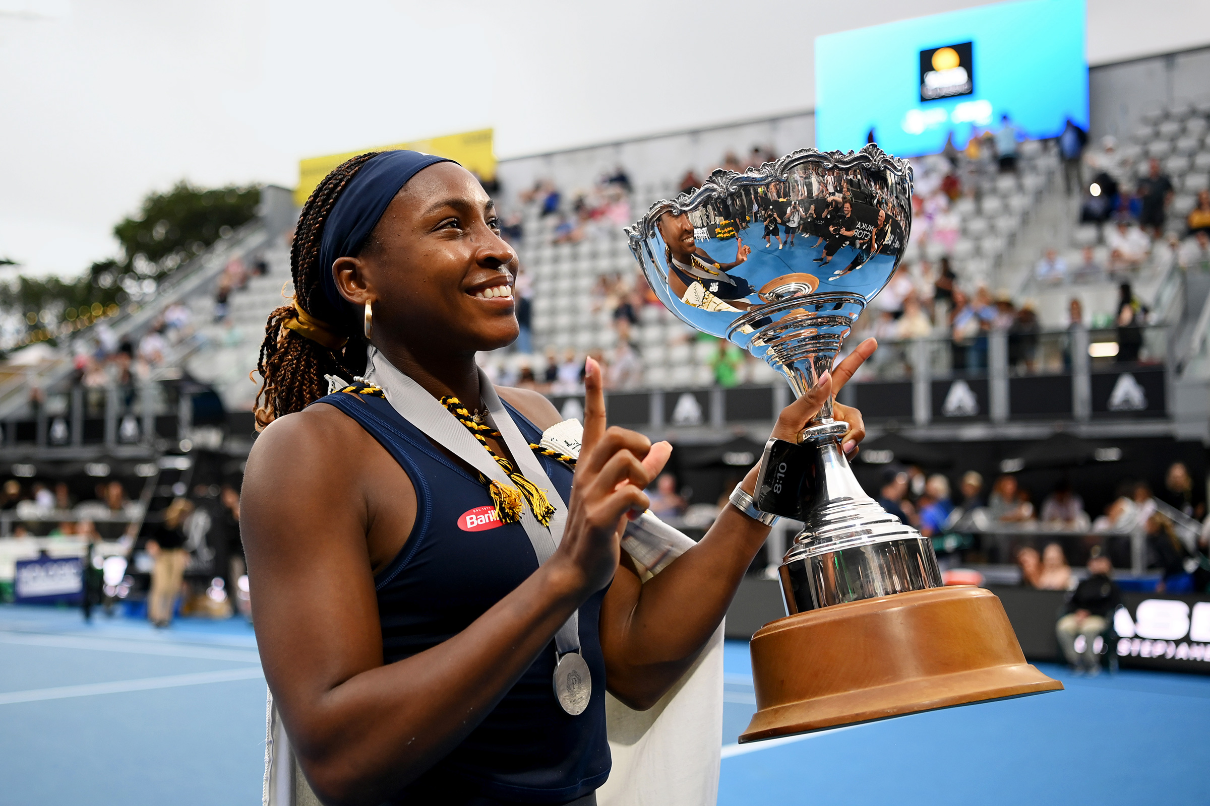 Defeating Ukraine’s Elina Svitolina, Gauff took home the trophy at the ASB Classic in Auckland in January (Hannah Peters—Getty Images)