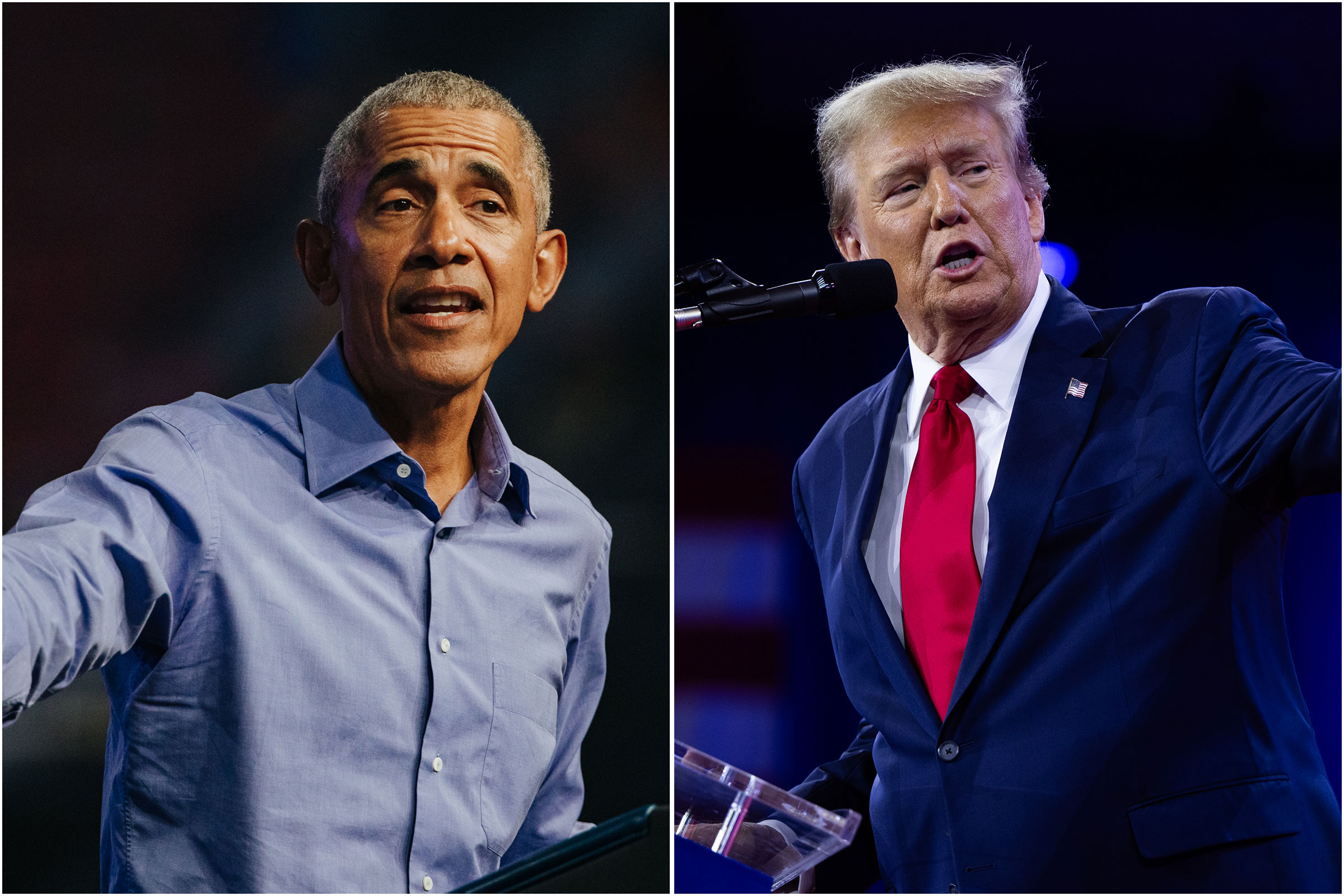 diptych of Barack Obama and Donald Trump