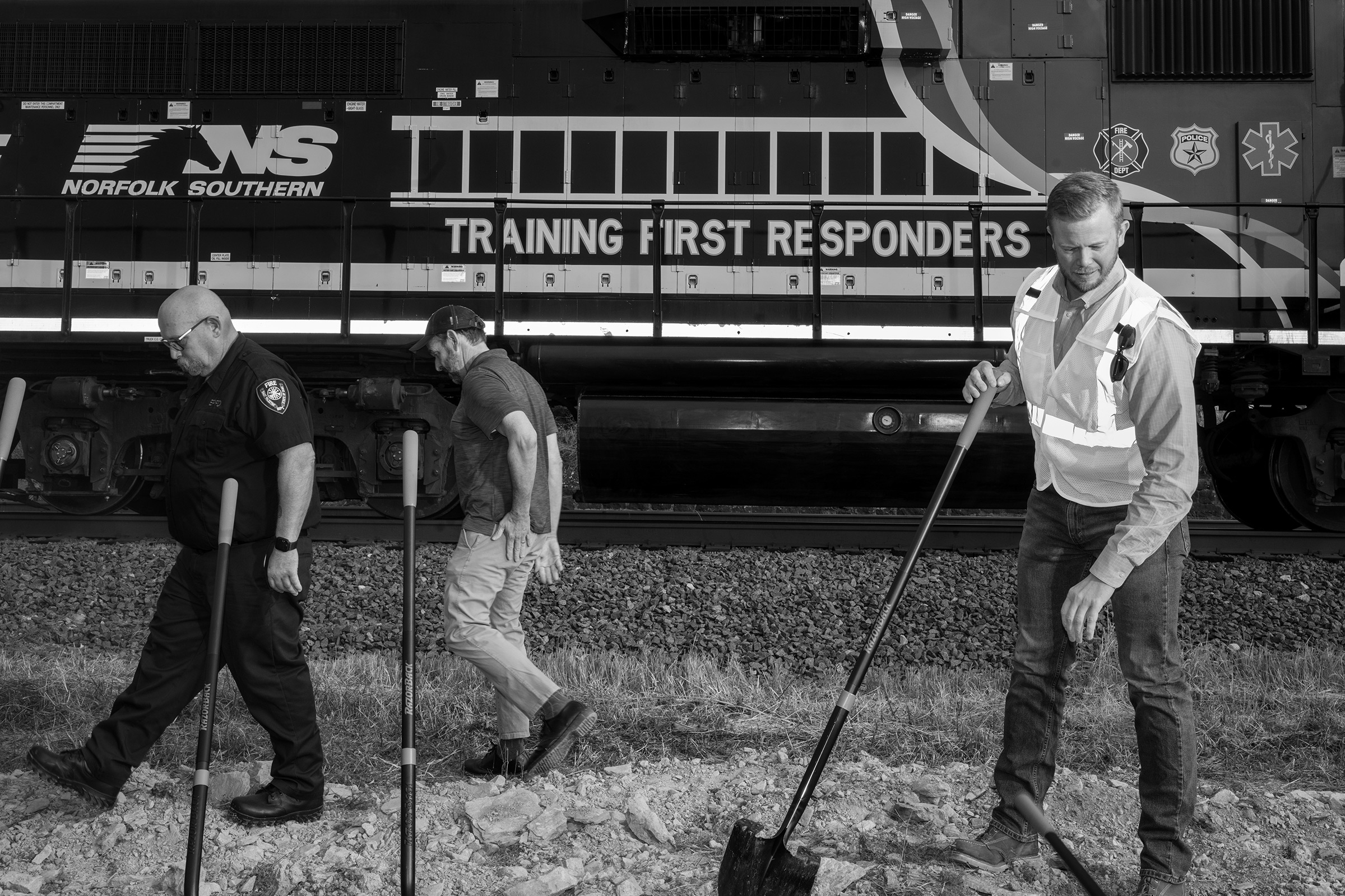 Railroad executives and local leaders break ground for a $25 million regional first responder training center being constructed by Norfolk Southern on Sept. 21.