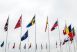 The NATO flag flies with the flags of some of the member countries outside NATO headquarters on March 11, 2024 in Brussels, Belgium.