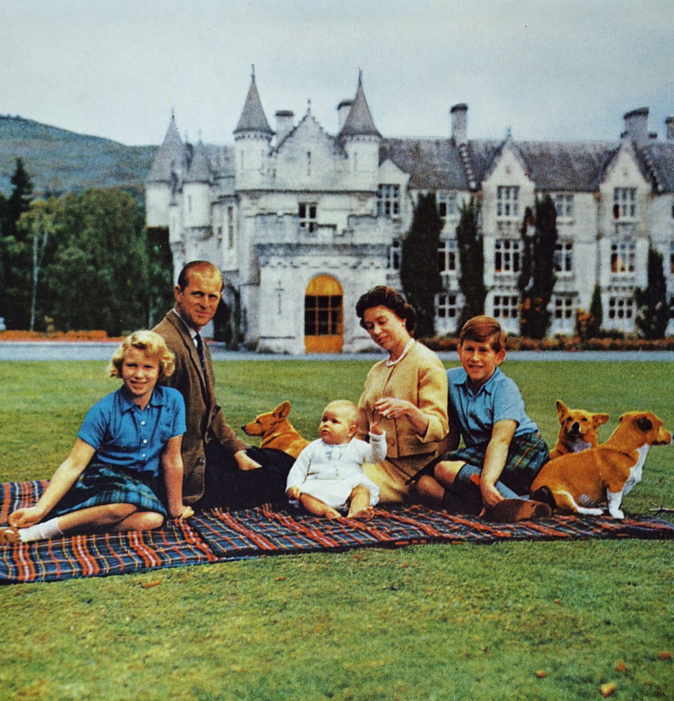 Photograph of Queen Elizabeth II with the Duke of Edinburgh and their children.
