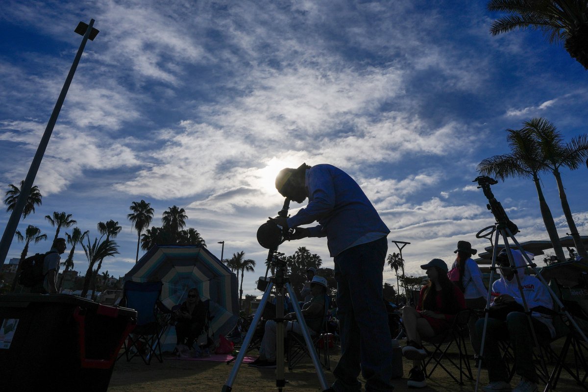 Amateur astronomers prepare to watch a total solar eclipse in Mazatlan, Mexico.