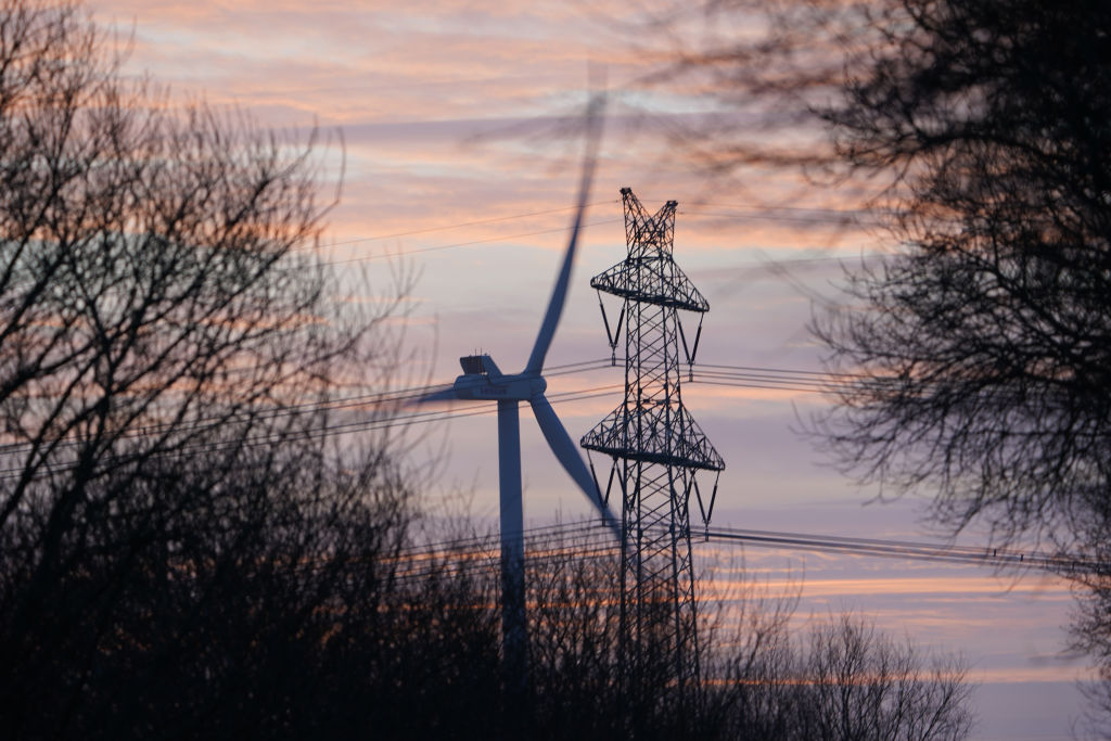 Wind turbines in evening light