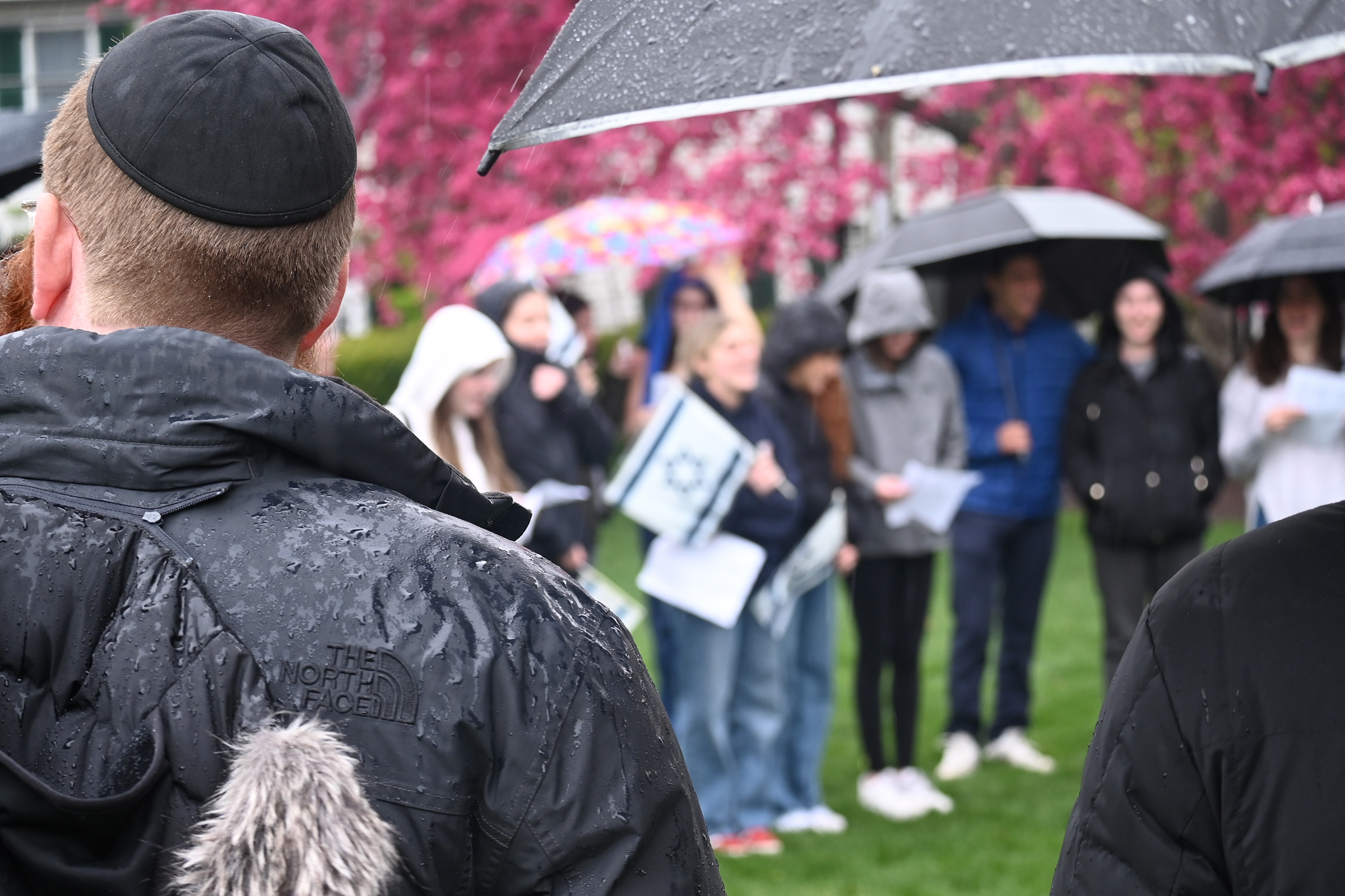 Jewish students joined together for a community gathering on April 26 as the encampment continued into its second day at Northwestern University.